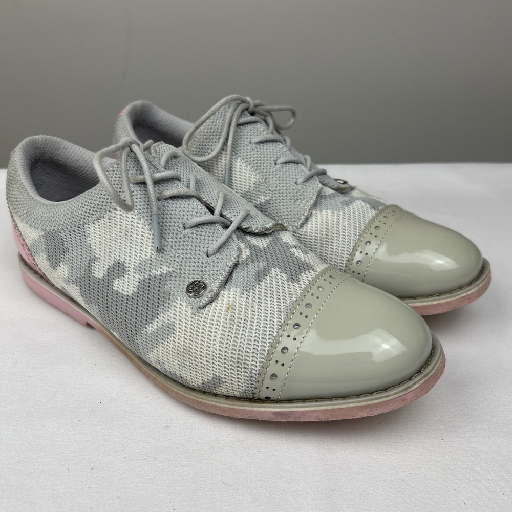 G/FORE Gallivanter Camo Knit Spikeless Golf Shoes Gray Pink Women's US 9 EU 40.5
